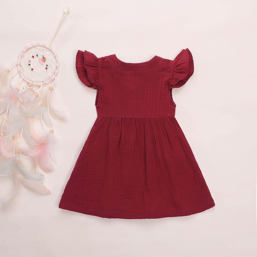 Girls Cardigan Cotton Linen Solid Color Pocket Dress Wholesale Girl Clothing - PrettyKid
