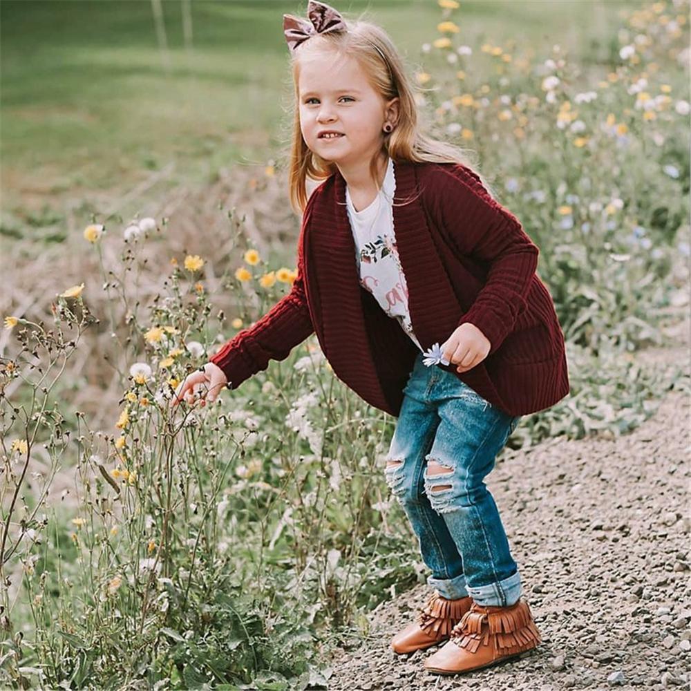 Toddler Girls Cardigan Solid Long Sleeve Sweaters Girls Clothes Wholesale - PrettyKid