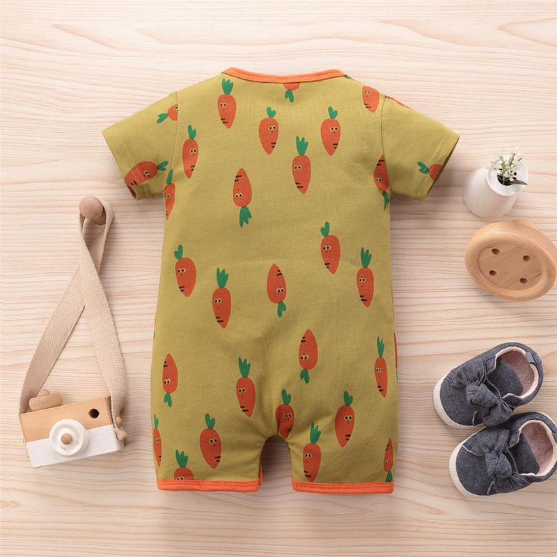 Baby Unisex Carrot Cartoon Printed Short Sleeve Romper Baby Romper Wholesale - PrettyKid