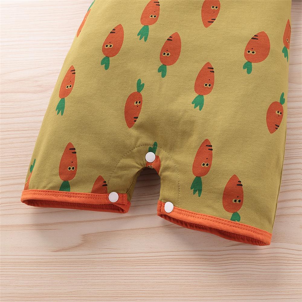 Baby Unisex Carrot Cartoon Printed Short Sleeve Romper Baby Romper Wholesale - PrettyKid