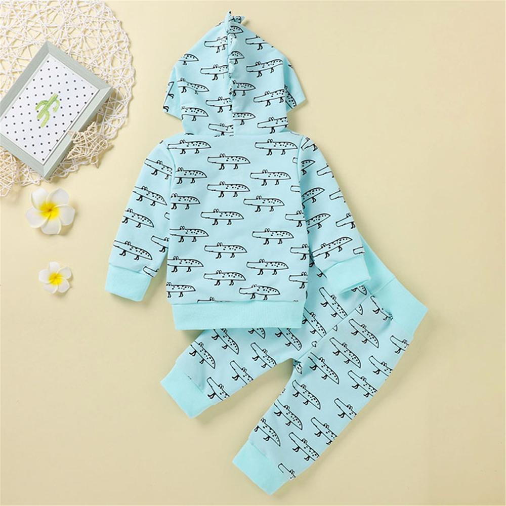 Baby Boy Cartoon Hooded Long Sleeve Top & Pants Wholesale Baby Outfits - PrettyKid