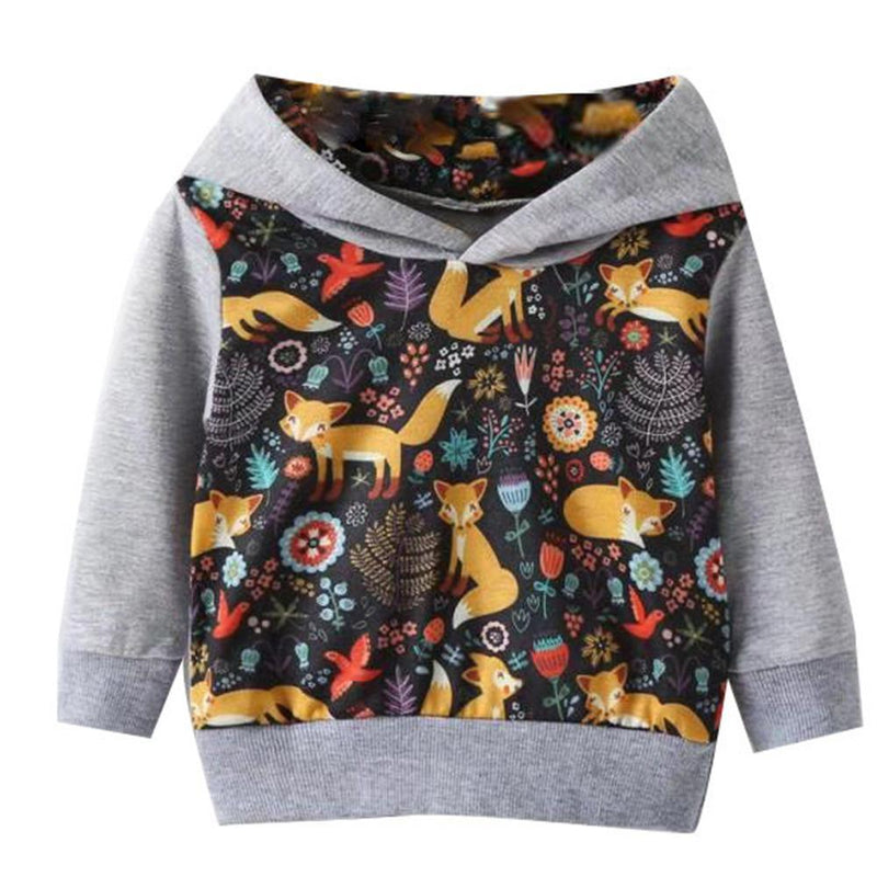 Girls Cartoon Animal Printed Long-sleeve Hooded Tops Wholesale - PrettyKid