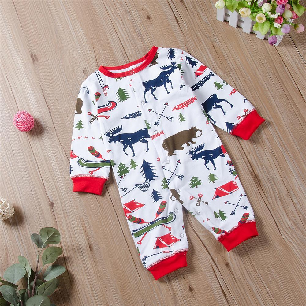 Baby Boys Cartoon Animal Printed Long Sleeve Baby Romper Wholesale - PrettyKid