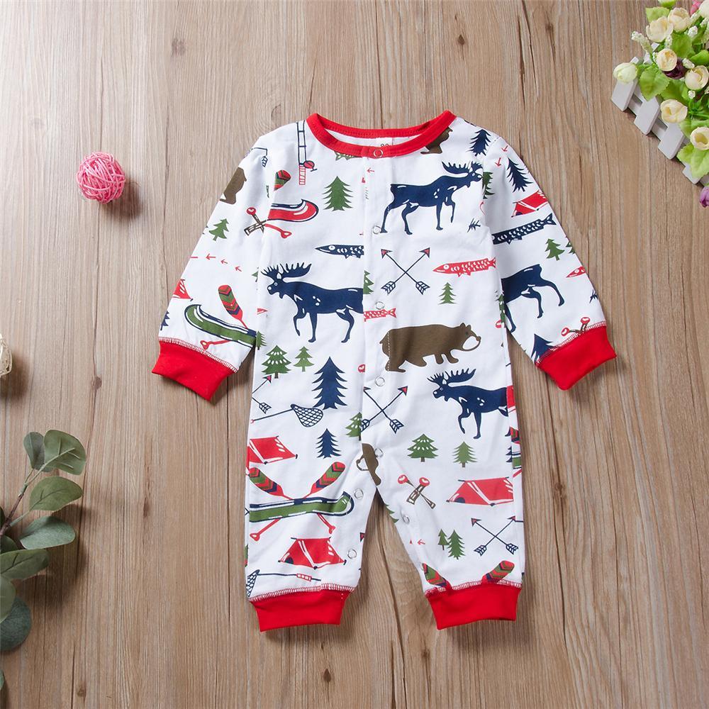 Baby Boys Cartoon Animal Printed Long Sleeve Baby Romper Wholesale - PrettyKid