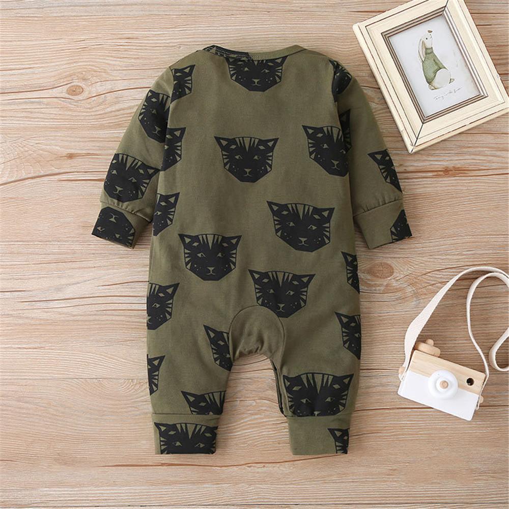 Baby Cartoon Animal Printed Long Sleeve Casual Rompers - PrettyKid