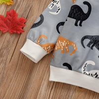 Boys Cartoon Animal Printed Long Sleeve Crew Neck Tops - PrettyKid