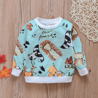 Boys Cartoon Animal Printed Long Sleeve Crew Neck Tops - PrettyKid