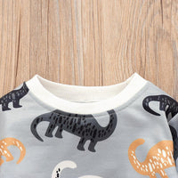 Boys Cartoon Animal Printed Long Sleeve Crew Neck Tops - PrettyKid