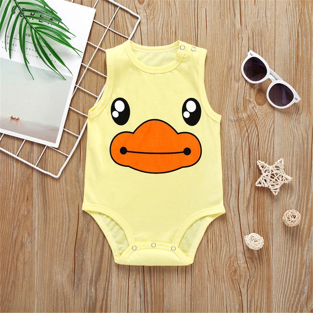 Baby Cartoon Animal Printed Sleeveless Romper Cheap Baby clothing - PrettyKid