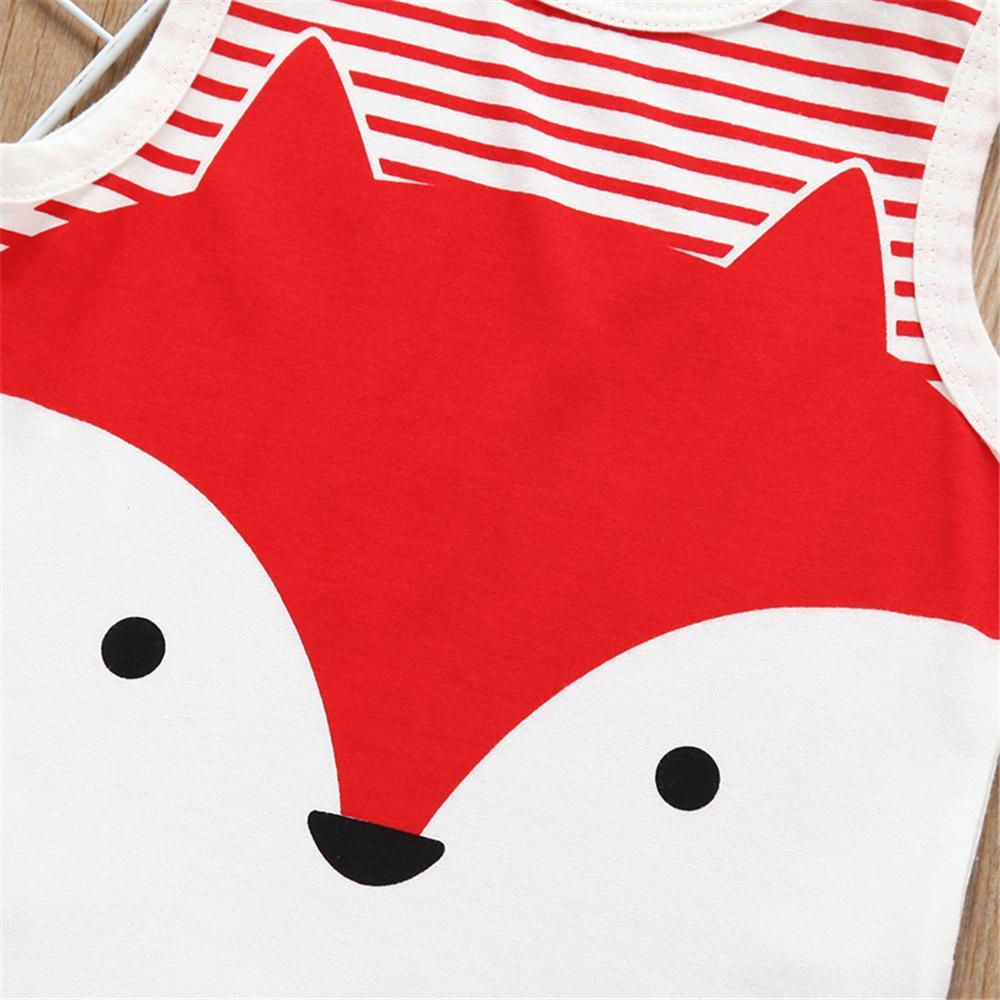 Baby Cartoon Animal Printed Sleeveless Romper Cheap Baby clothing - PrettyKid