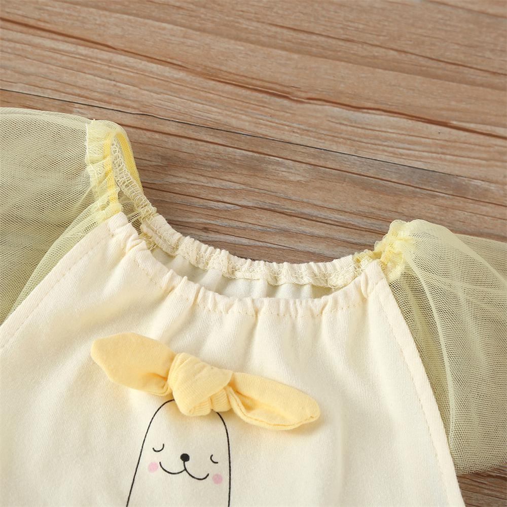 Baby Girls Cartoon Animal Short Sleeve Tulle Romper Baby Summer Clothes - PrettyKid