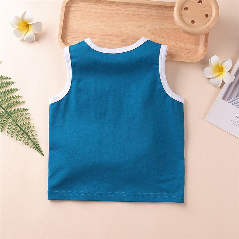 Boys Cartoon Bear Printed Sleeveless Top Wholesale Toddler Boy clothes - PrettyKid