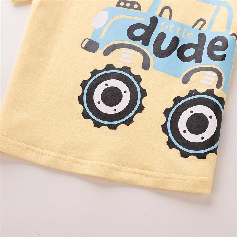 Boys Cartoon Car Dude Printed Short Sleeve Top Wholesale Boys clothes vendors - PrettyKid