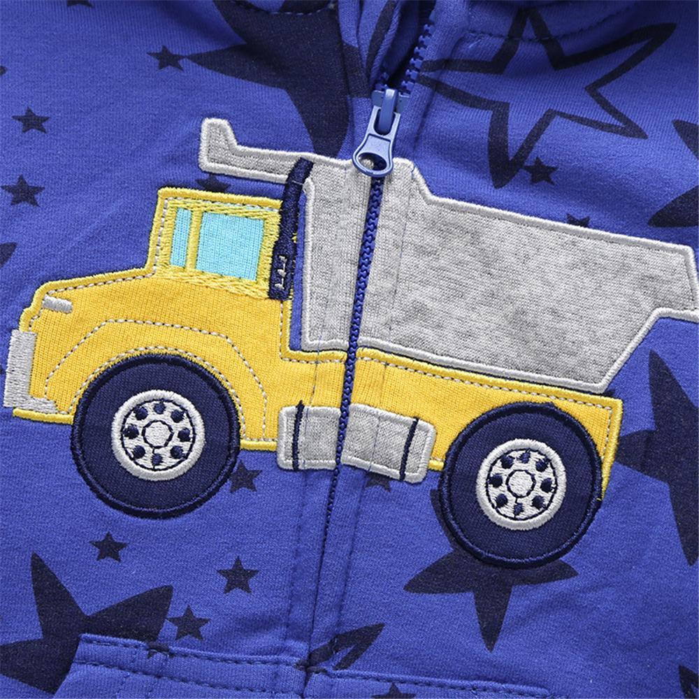 Boys Cartoon Car Hooded Long Sleeve Zipper Jacket Wholesale - PrettyKid