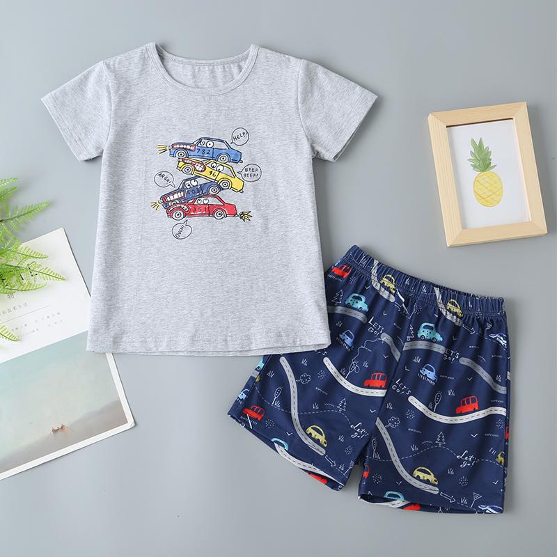 Boys Cartoon Car Print Tee & Shorts - PrettyKid