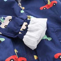 Boys Cartoon Car Printed Hooded Jacket Kids Wholesale Clothing - PrettyKid