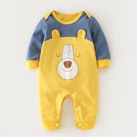 Baby Unisex Cartoon Color Block Long Sleeve Romper - PrettyKid