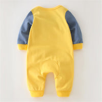 Baby Unisex Cartoon Color Block Long Sleeve Romper - PrettyKid