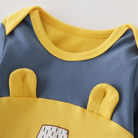 Baby Unisex Cartoon Color Block Long Sleeve Romper - PrettyKid