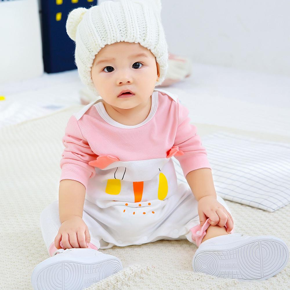 Baby Unisex Cartoon Color Block Long Sleeve Romper - PrettyKid