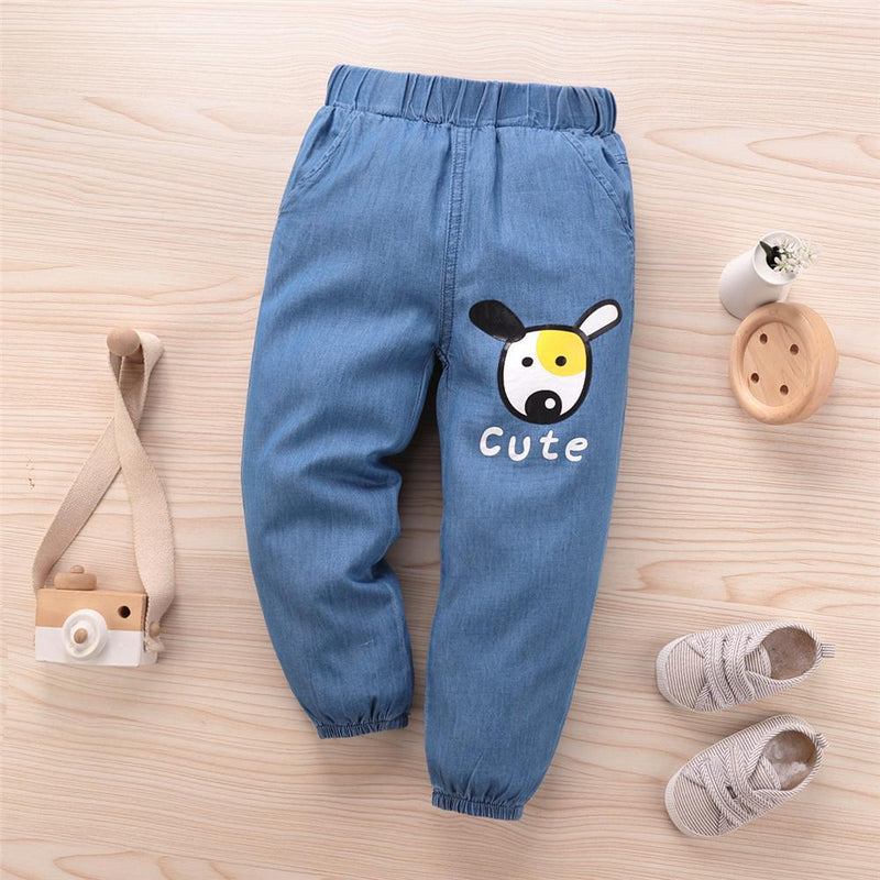 Unisex Cartoon Cute Elastic Waist Jeans Trendy Kids Clothes Wholesale - PrettyKid