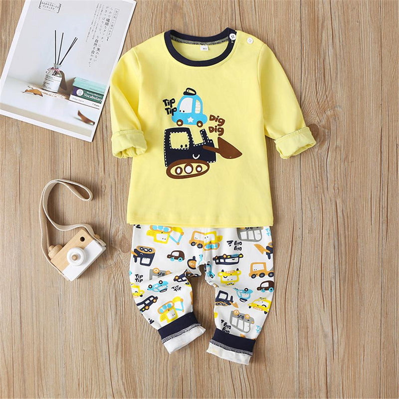 Boys Cartoon Cute Long Sleeve Top & Pants - PrettyKid