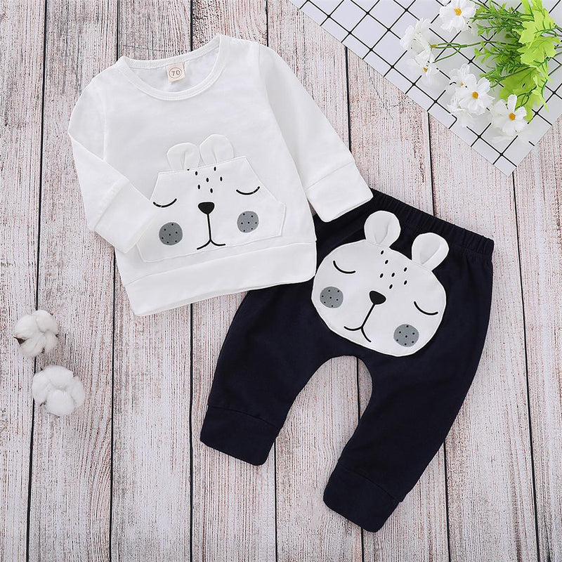 Baby Unisex Cartoon Cute Top & Pants Cheap Baby Boutique Clothes - PrettyKid