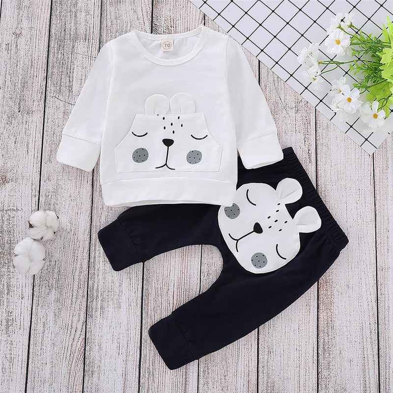 Baby Unisex Cartoon Cute Top & Pants Cheap Baby Boutique Clothes - PrettyKid