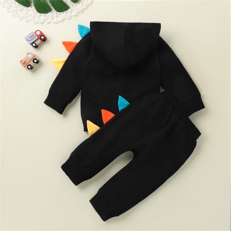 Toddler Boys Cartoon Dinosaur Hooded Long Sleeve Top & Pants Boy Wholesale - PrettyKid