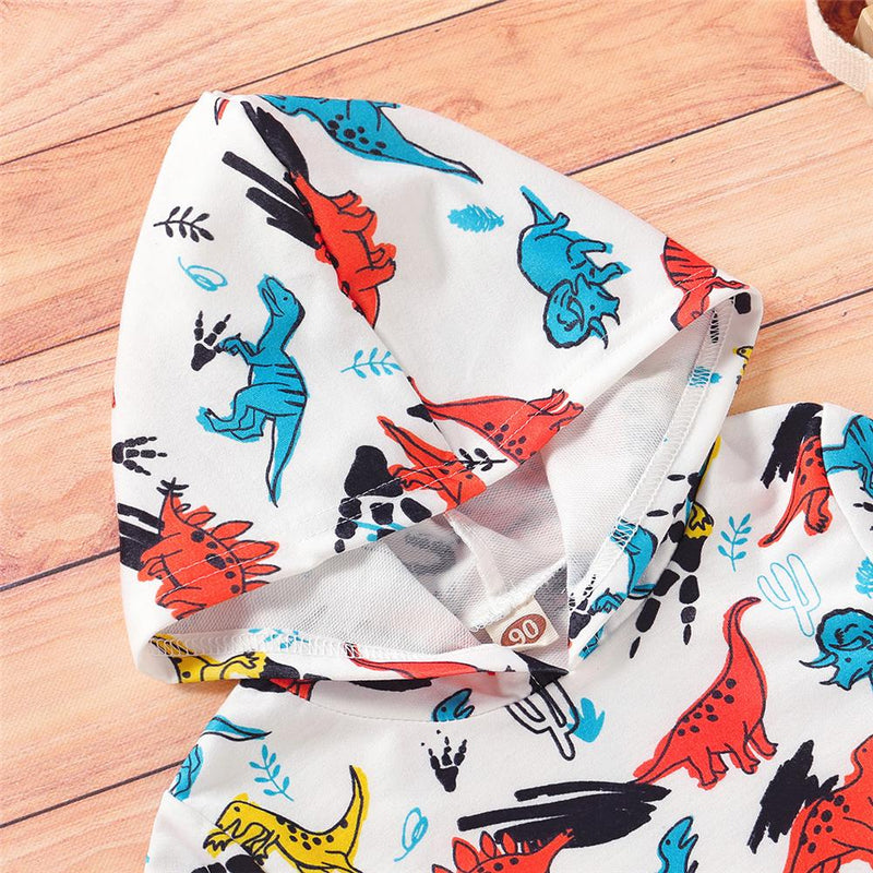 Boys Cartoon Dinosaur Hooded Long Sleeve Top & Pants Wholesale Boys Suits - PrettyKid