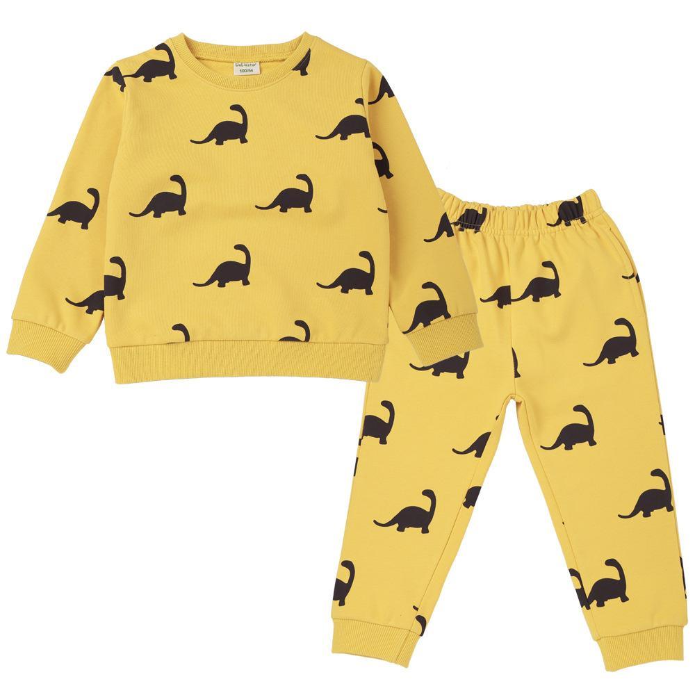 Boys Cartoon Dinosaur Long Sleeve Casual Tops & Pants Wholesale - PrettyKid