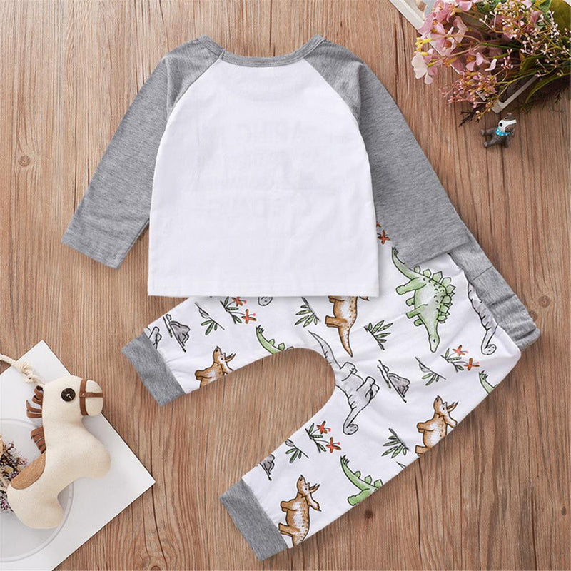 Baby Boys Cartoon Dinosaur Printed T-shirt & Pants Wholesale Baby Outfits - PrettyKid