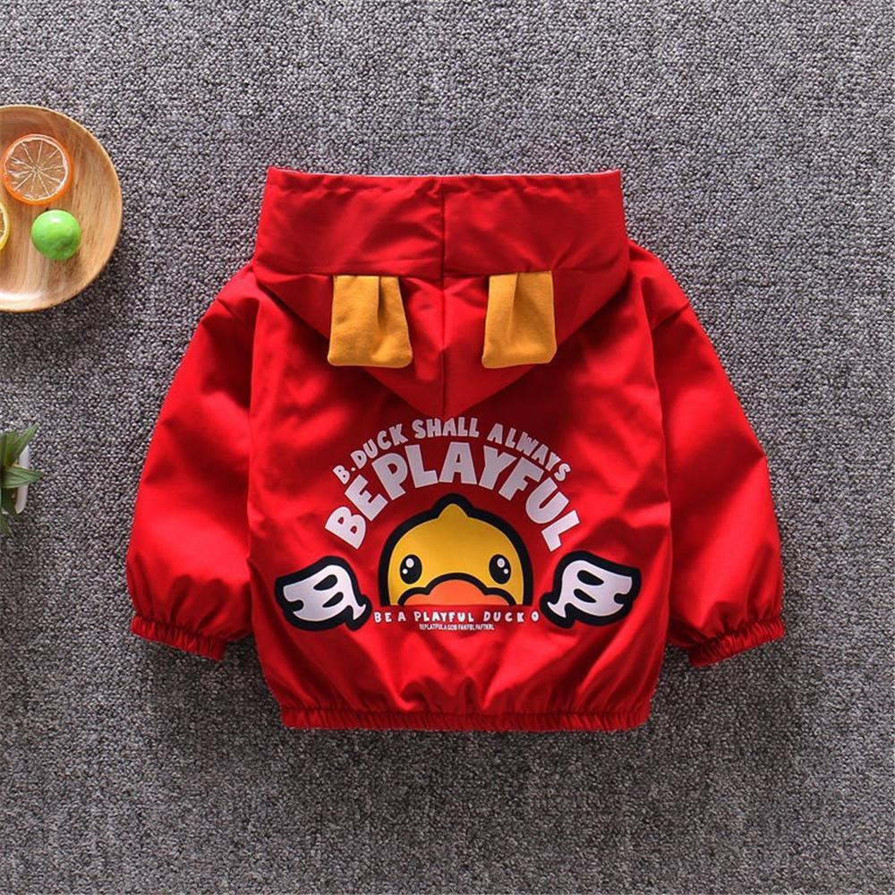 Boys Cartoon Duck Letter Printed Hooded Jacket Wholesale Boys Clothing Suppliers - PrettyKid