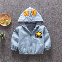 Boys Cartoon Duck Letter Printed Hooded Jacket Wholesale Boys Clothing Suppliers - PrettyKid