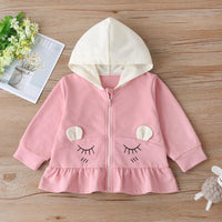 Baby Girls Cartoon Eyelashes Printed Hooded Long Sleeve Top Baby Clothing Warehouse - PrettyKid