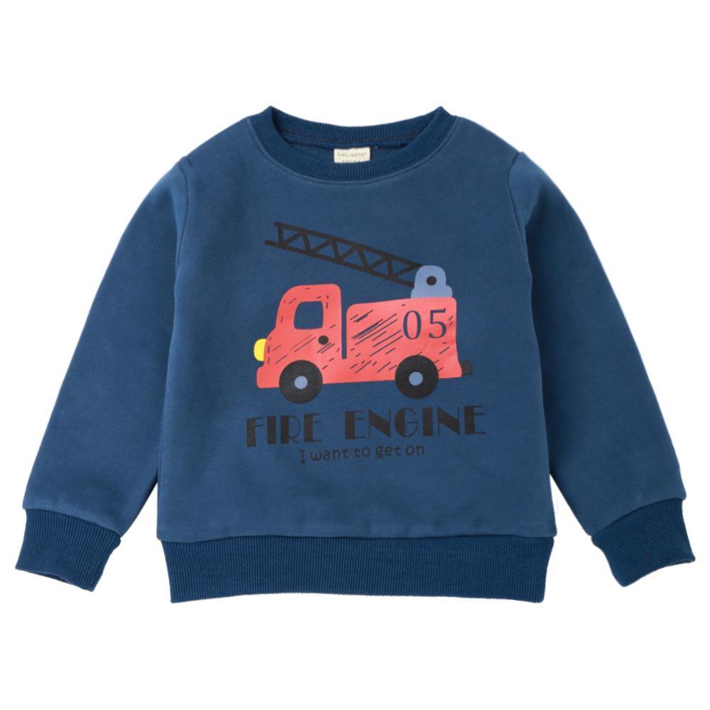 Boys Cartoon Fire Engine Printed Solid T-shirt Wholesale - PrettyKid