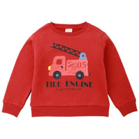 Boys Cartoon Fire Engine Printed Solid T-shirt Wholesale - PrettyKid