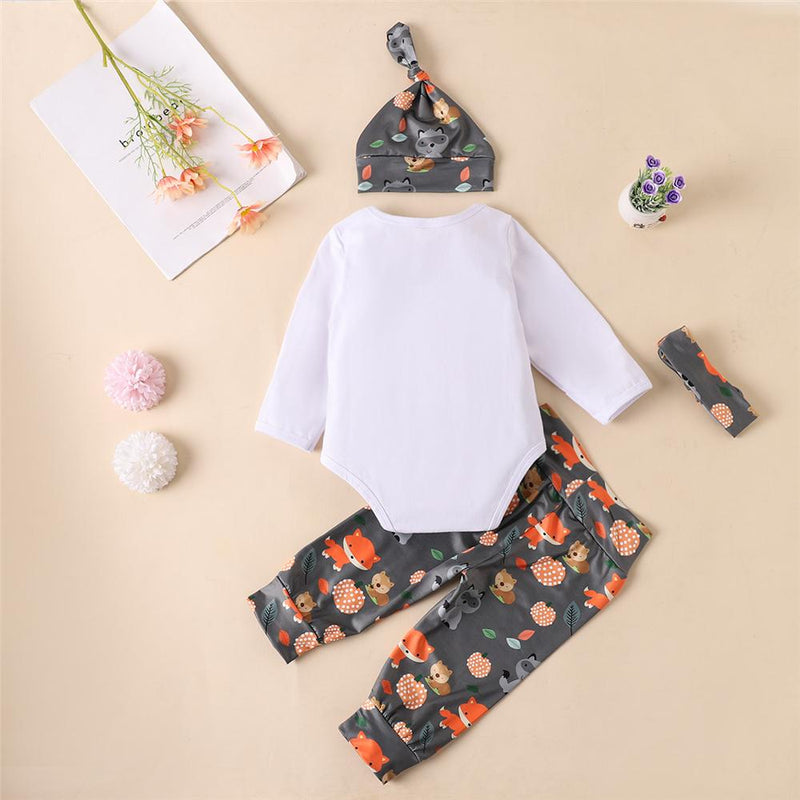 Baby Unisex Cartoon Fox Print Romper & Pants Sets Wholesale Baby Outfits - PrettyKid