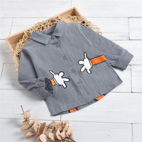 Unisex Cartoon Fox Printed Button Long Sleeve Lapel Shirt Buy Kids Clothes Wholesale - PrettyKid