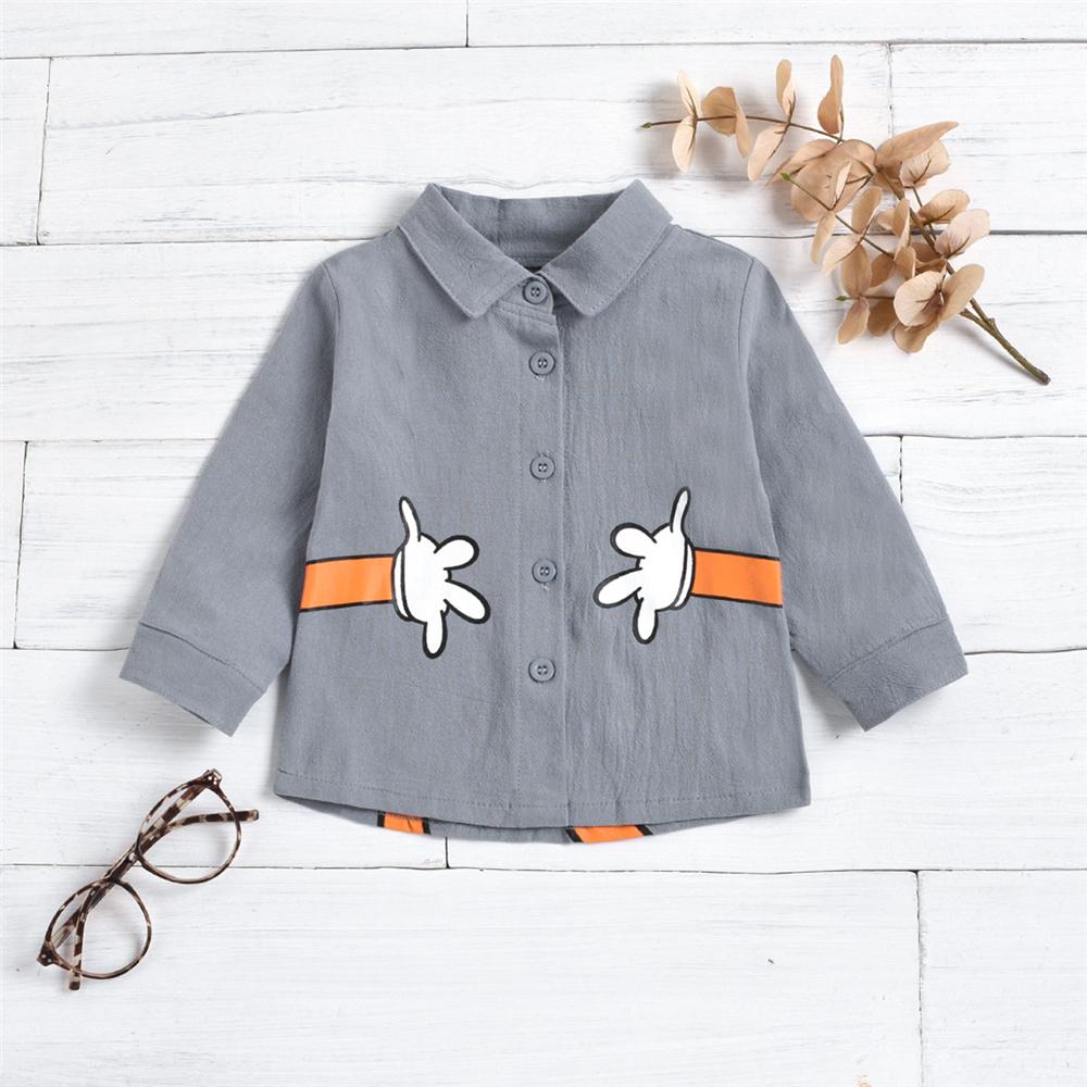 Unisex Cartoon Fox Printed Button Long Sleeve Lapel Shirt Buy Kids Clothes Wholesale - PrettyKid