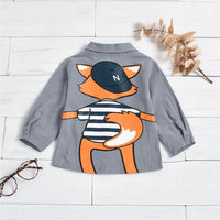 Unisex Cartoon Fox Printed Button Long Sleeve Lapel Shirt Buy Kids Clothes Wholesale - PrettyKid