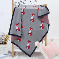 Baby Cartoon Fox Printed Casual Cotton Baby Blankets Wholesale - PrettyKid