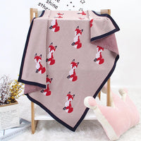 Baby Cartoon Fox Printed Casual Cotton Baby Blankets Wholesale - PrettyKid