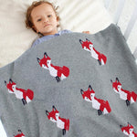 Baby Cartoon Fox Printed Casual Cotton Baby Blankets Wholesale - PrettyKid