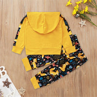 Girls Cartoon Fox Printed Hooded Top & Pants Wholesale Girls Clothes - PrettyKid