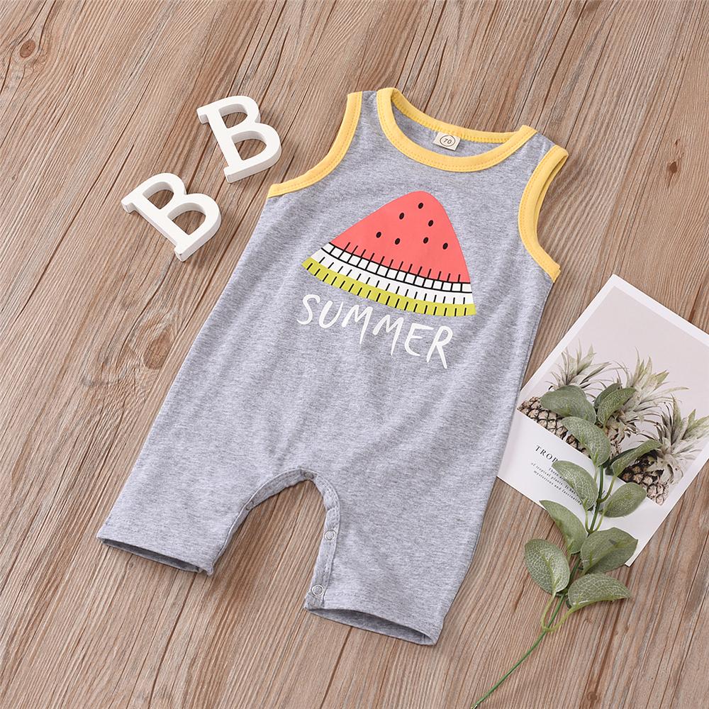 Baby Unisex Cartoon Fruit Printed Summer Sleeveless Romper Baby Wholesale Suppliers - PrettyKid