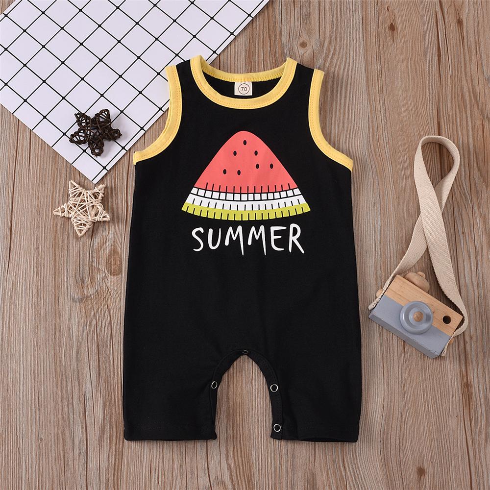 Baby Unisex Cartoon Fruit Printed Summer Sleeveless Romper Baby Wholesale Suppliers - PrettyKid