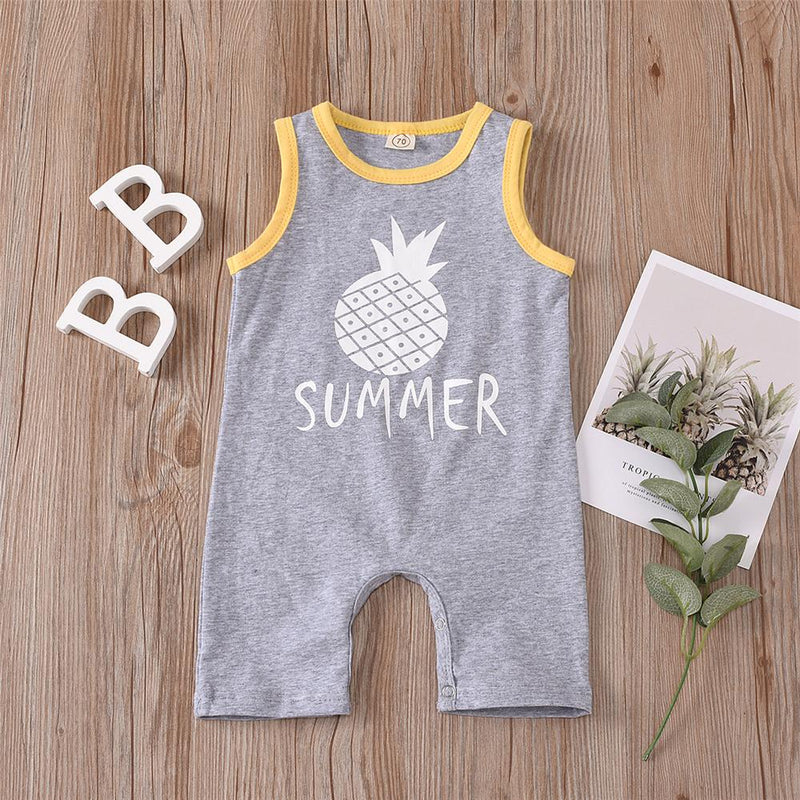 Baby Unisex Cartoon Fruit Printed Summer Sleeveless Romper Baby Wholesale Suppliers - PrettyKid