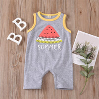 Baby Unisex Cartoon Fruit Printed Summer Sleeveless Romper Baby Wholesale Suppliers - PrettyKid