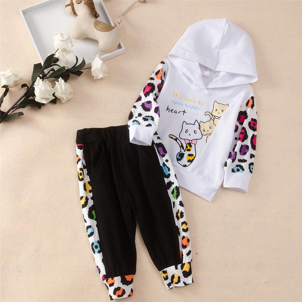 Baby Girls Cartoon Letter Hooded Top & Pants Baby Boutique Wholesale - PrettyKid